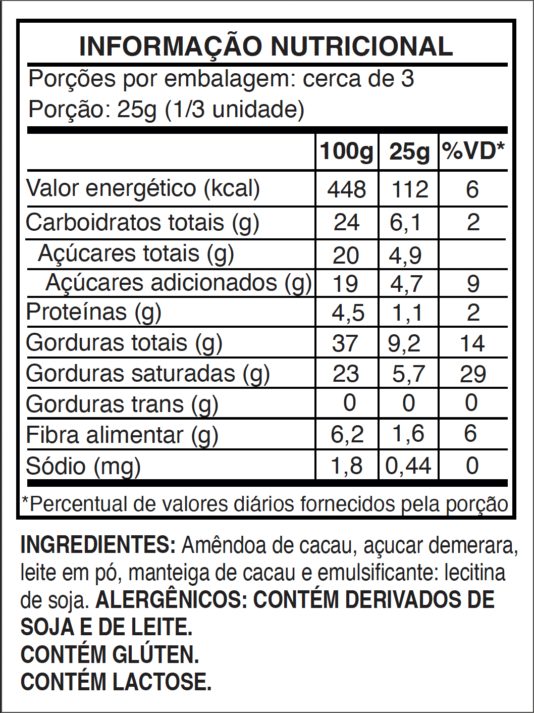 Chocolate 48% ao leite