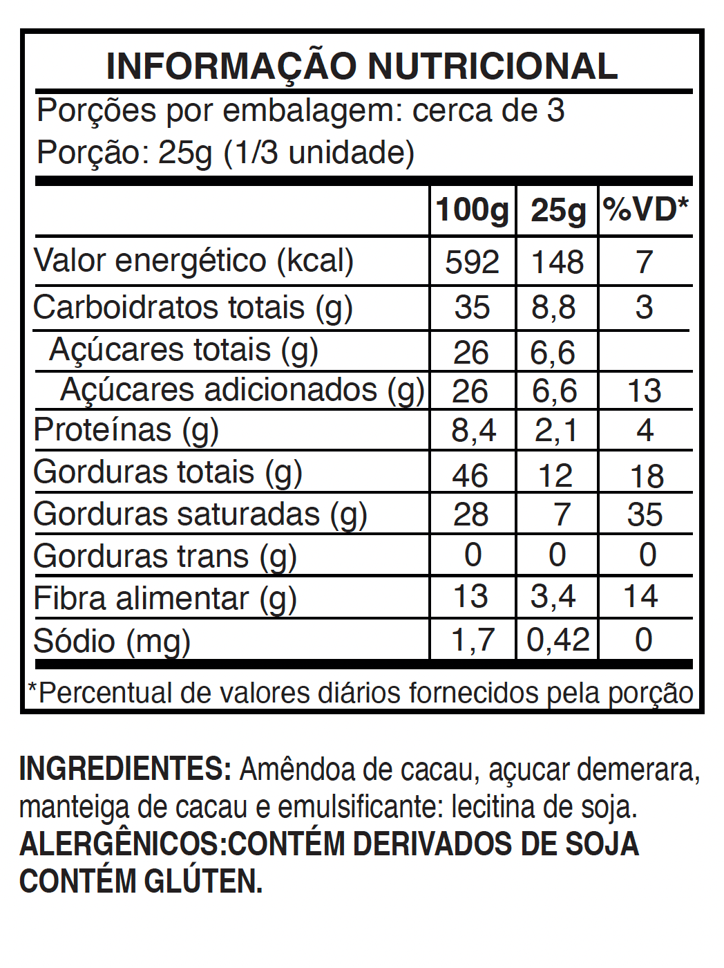 Chocolate 75% amargo